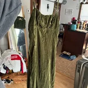 green emerald velvet dress Apple Cider Mini Dress Green main image 1